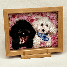 Load image into Gallery viewer, My love flower 2 pets plan Cherry wood glass frame #13222
