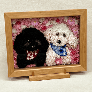 My love flower 2 pets plan Cherry wood glass frame #13222