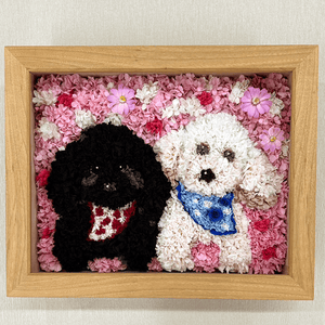 My love flower 2 pets plan Cherry wood glass frame #13222