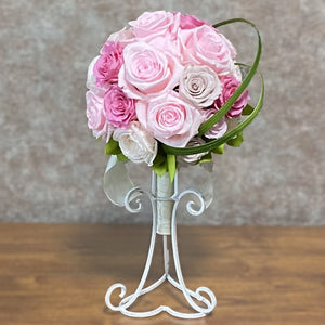 Wedding round bouquet with pink chocolat rose ウエディングラウンドブーケ　ピンクショコラローズ　#12766