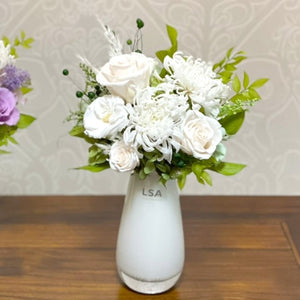 British vase LSA x mum & roses 菊と薔薇のお供えアレンジ　#12824
